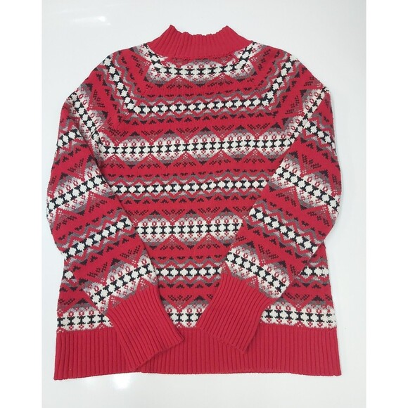 Chaps Womens Red White and Black Turtle Neck Sweater size Medium - Picture 5 of 12